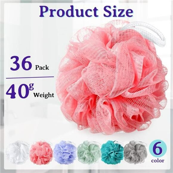Bath Loofah Sponge Bulk 36 Pack Shower Pouf Mesh Exfoliating Body Scrubber main image 4